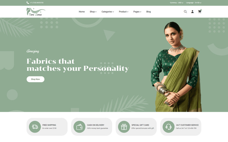NariSaree Saree Store HTML5 Website Template