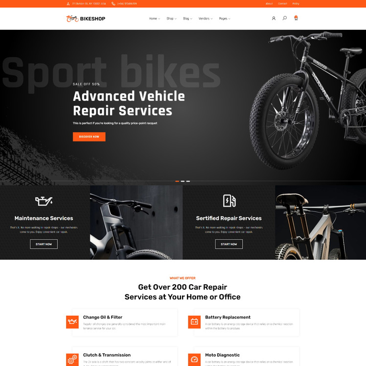BikeShop – Sport Bicycle Motorbike Shop Elementor WordPress Theme