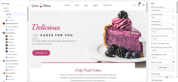 Qzina Cake Bakery Store Shopify Theme #322661