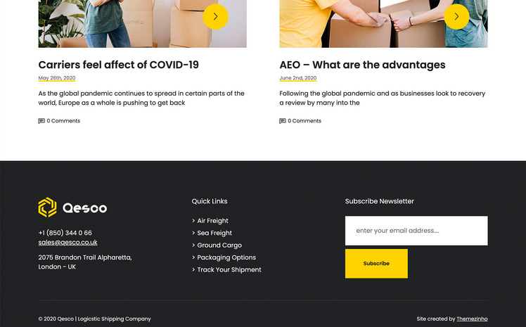Qesco Logistic Shipping Company WordPress Theme #247699