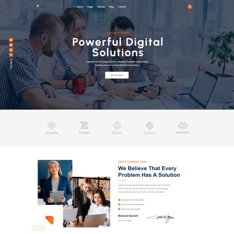 Techfix - IT Solutions & Technology Wordpress Theme #426889