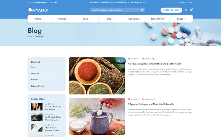 Ryandi Medical and Pharmacy Shopify Theme #360933