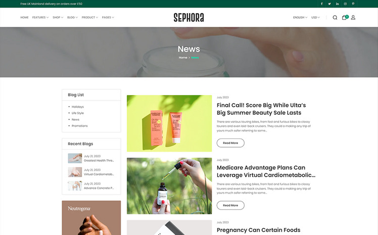 Sephora Shopify Beauty Cosmetic Theme #347541