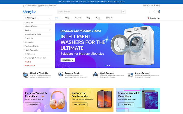 Moglix Gadgets Electronics eCommerce Shopify Theme #437834