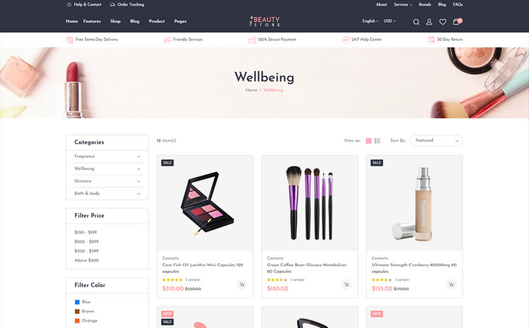BeautyStore Skincare and Cosmetics Shopify Theme #348068