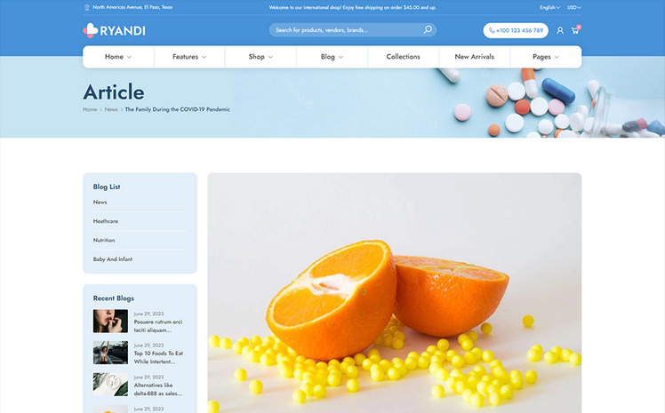 Ryandi Medical and Pharmacy Shopify Theme #360933