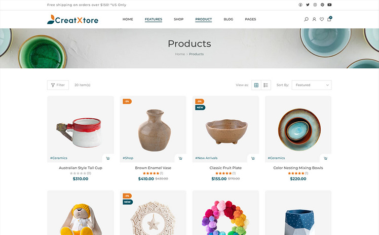 CreatXtore Handmade Ceramics and Pottery Shop Shopify Theme #385927