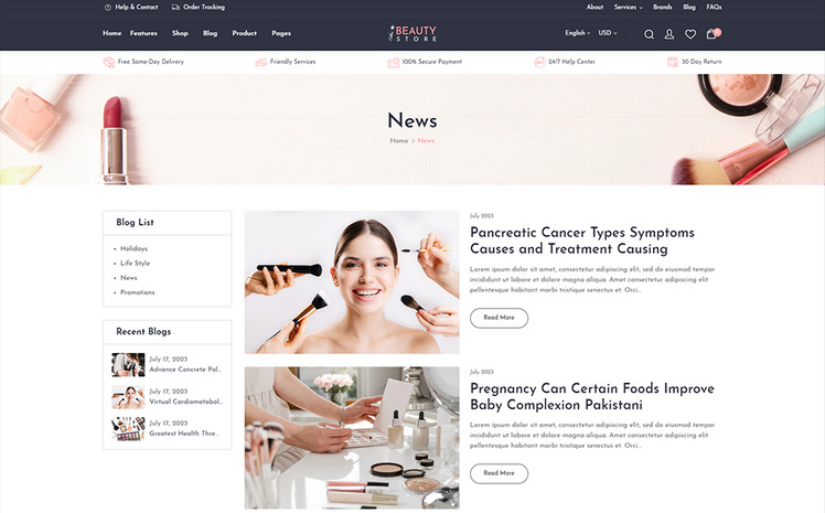 BeautyStore Skincare and Cosmetics Shopify Theme #348068
