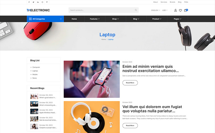 TMElectronic Electronics eCommerce Shopify Theme #366136