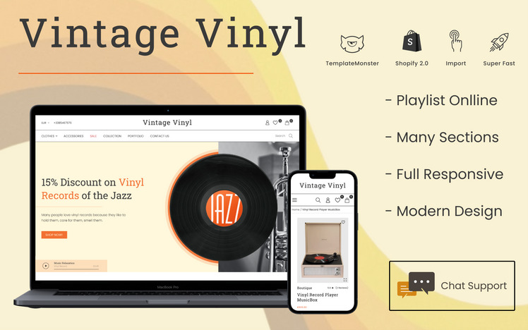 Vintage Vinyl Music and Records Tracks Songs Clips Shopify Store #400433-1