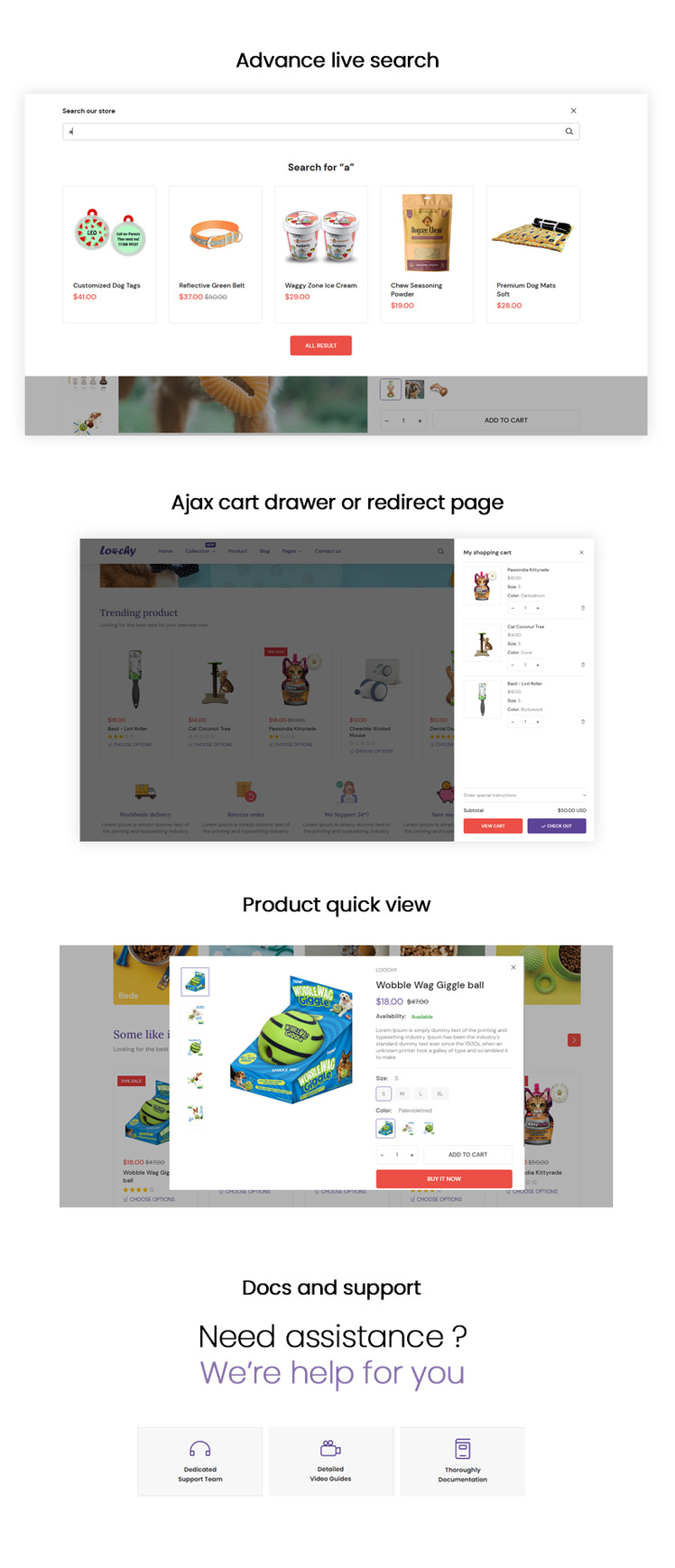 Loochy Multipurpose pets and food Shopify Theme #339824-2