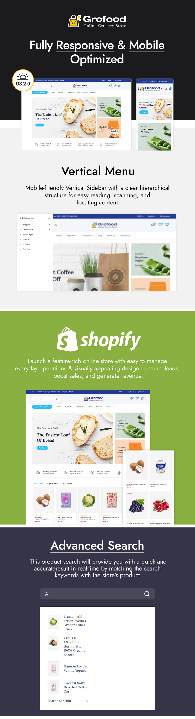 GroFood Organic and Grocery Store Shopify Theme #304565-1