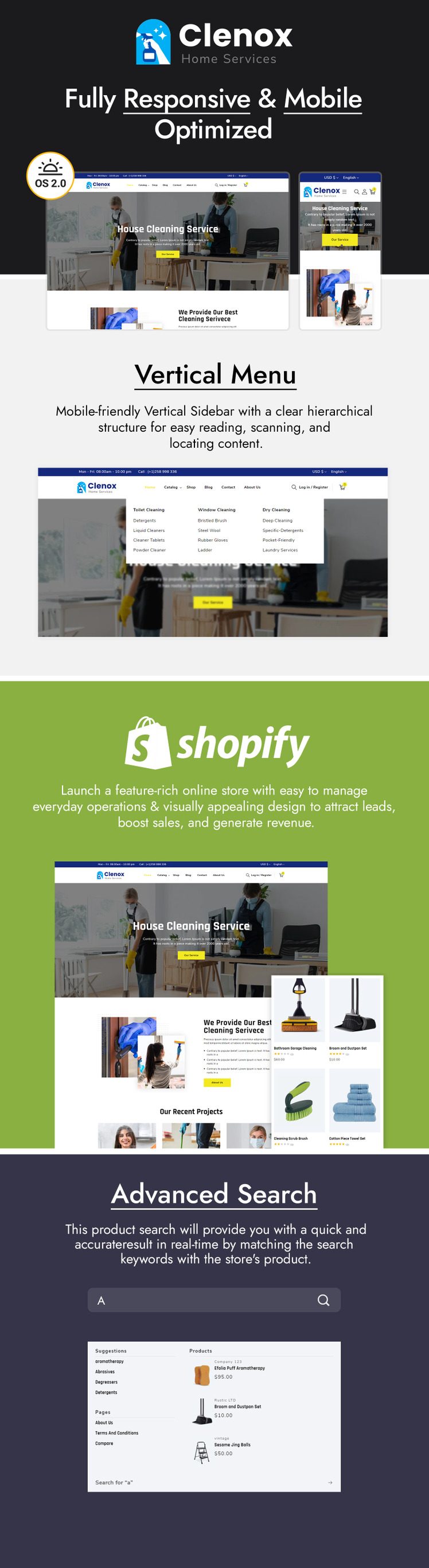 Clenox Home Repair and Cleaning Service Shopify Theme #341422-1