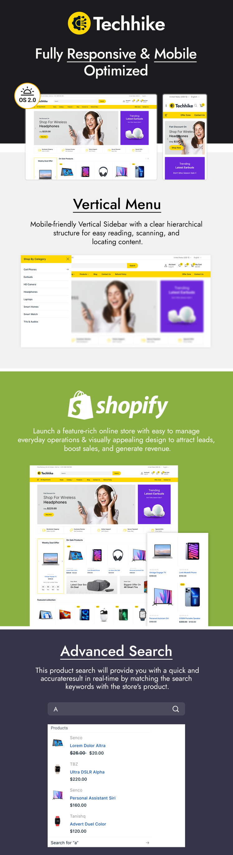 Techhike Multipurpose Electronics Store Shopify Theme #299882-1