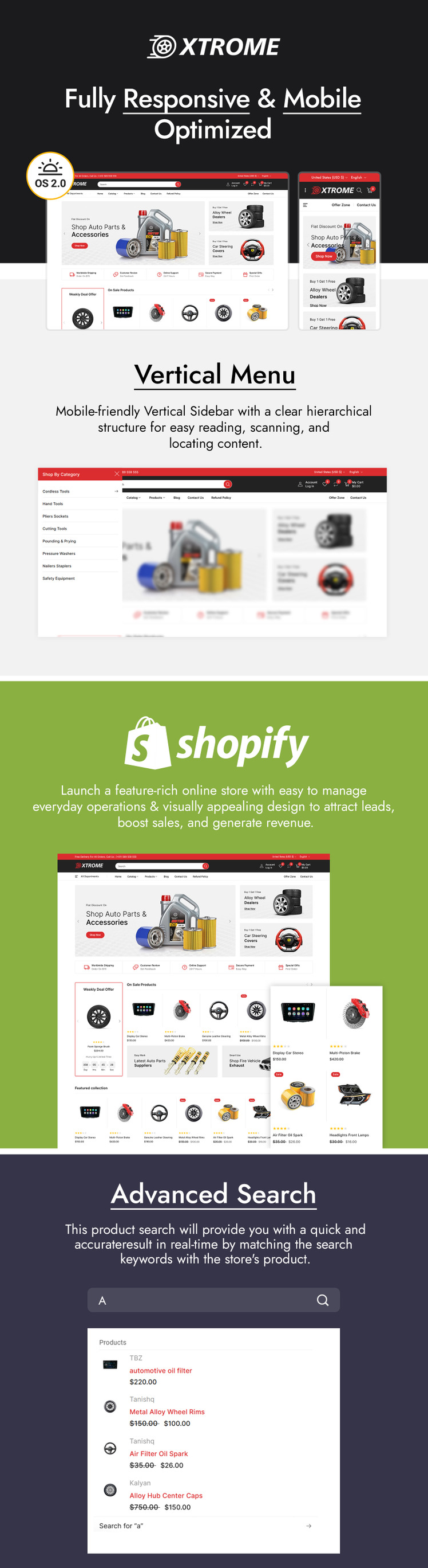Xtrome Auto Spare Parts Store Shopify Theme #300559-1