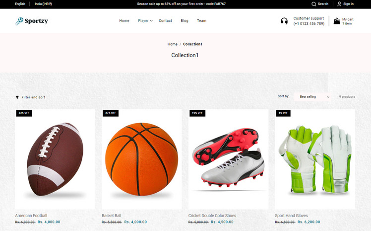Sportzy Sports equipment Premium Shopify Theme #334540