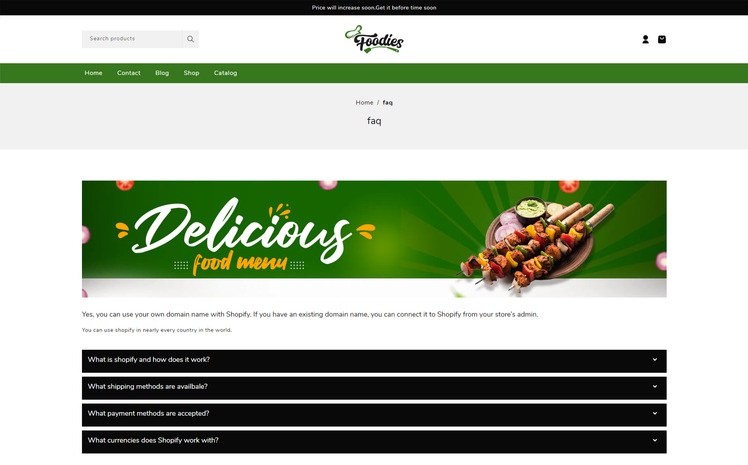Foodiesfy FastFood Responsive Shopify Theme #312403