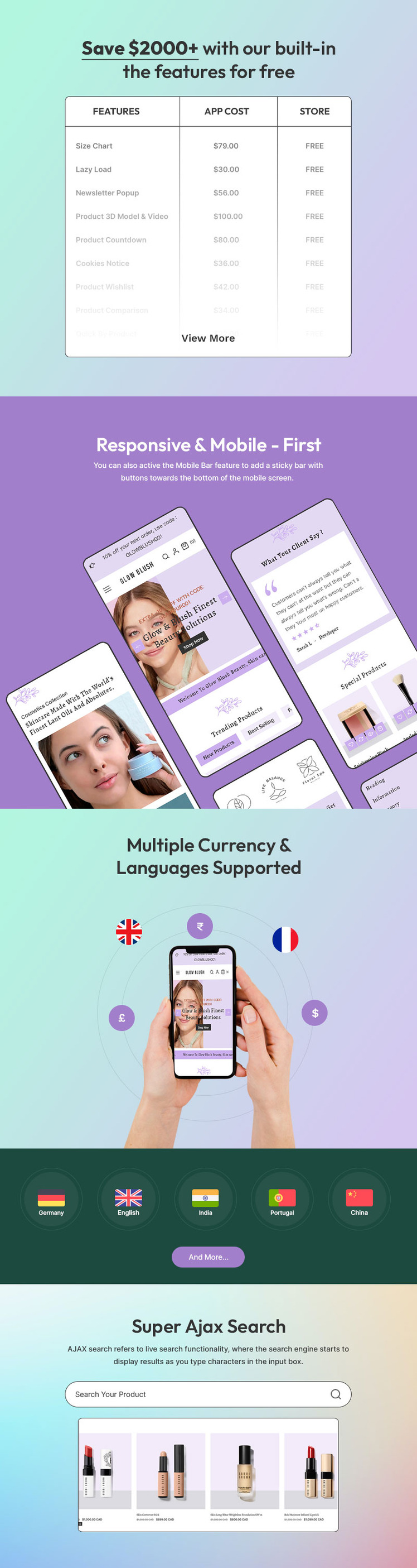 Glowblush Premium Beauty Skincare Multipurpose Responsive Shopify Theme #394936-2