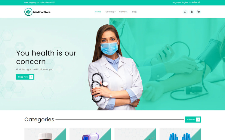 Medico Health and Medicine Store Shopify Responsive Theme #321763