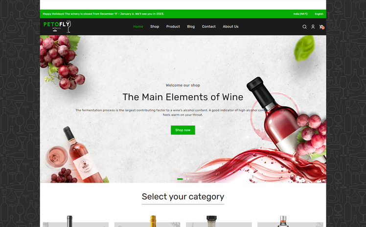 Petofly Multipurpose Premium Wine Shop Shopify Theme #311473