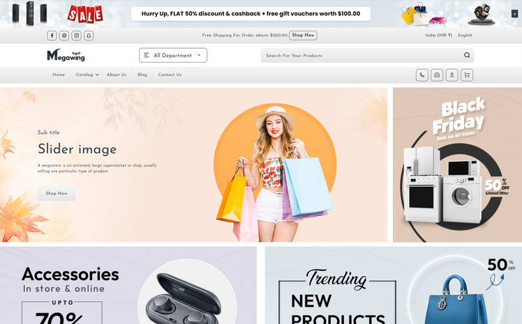 Megawing Free Electronics Store Shopify Responsive Theme #376816