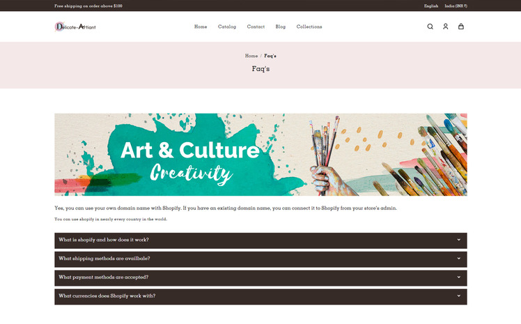 Delicate Artian Premium Art and Painting Shopify Theme #316742