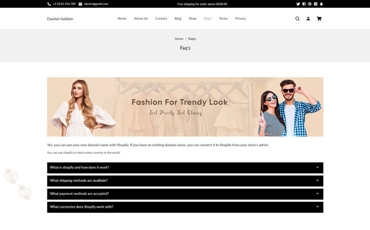 Davinn Fashion Store Shopify Responsive Theme #304461