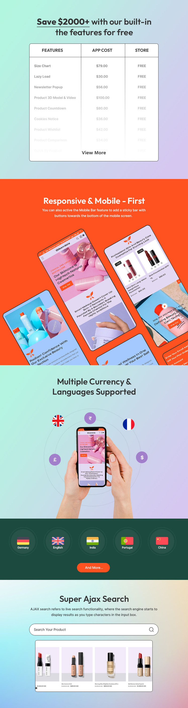 Glambiz Beauty Cosmetics Skincare Multipurpose Shopify Responsive Theme #397122-2