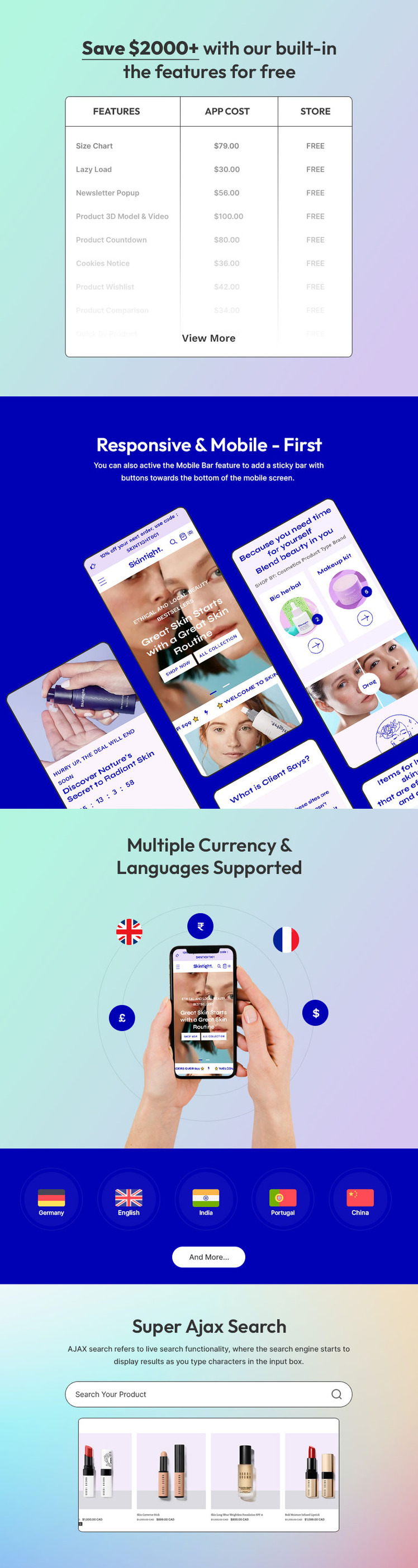 Skintight Cosmetics Beauty Cosmetics Skincare Responsive Shopify Theme #409015-2