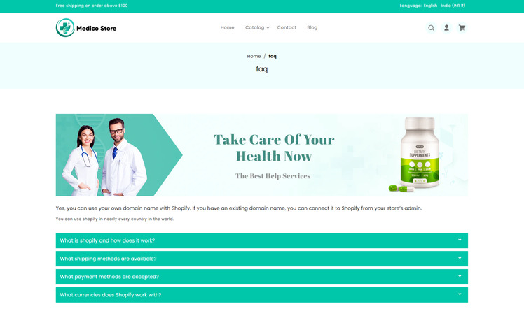 Medico Health and Medicine Store Shopify Responsive Theme #321763