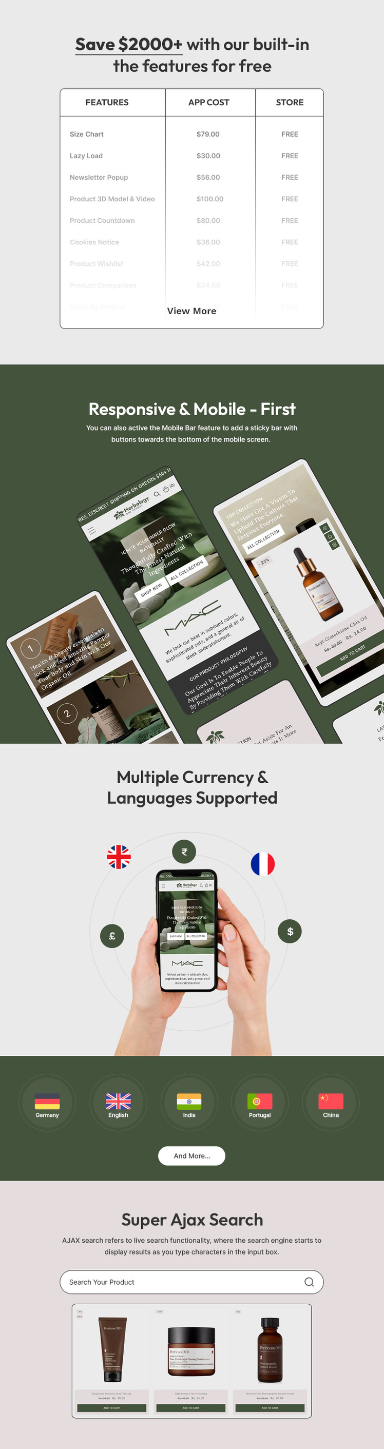 Herbology Beauty Cosmetics Skincare Multipurpose Shopify Responsive Theme #406227-2