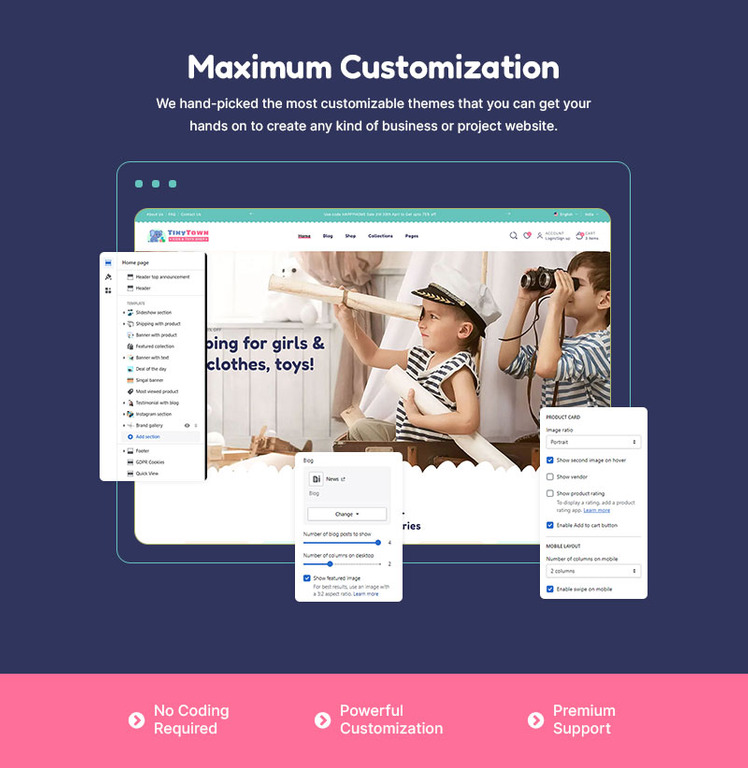 TinyTown Kids Toys Baby Fashion Shop Multipurpose Shopify Responsive Theme #347542-2