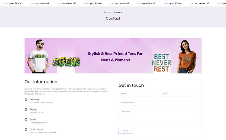 Tstarz T shirt Multipurpose Fashion Shopify Theme #320326