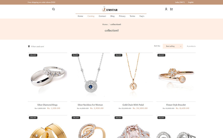 Jemstar Jewelary Multipurpose Premium Shopify Theme #304460