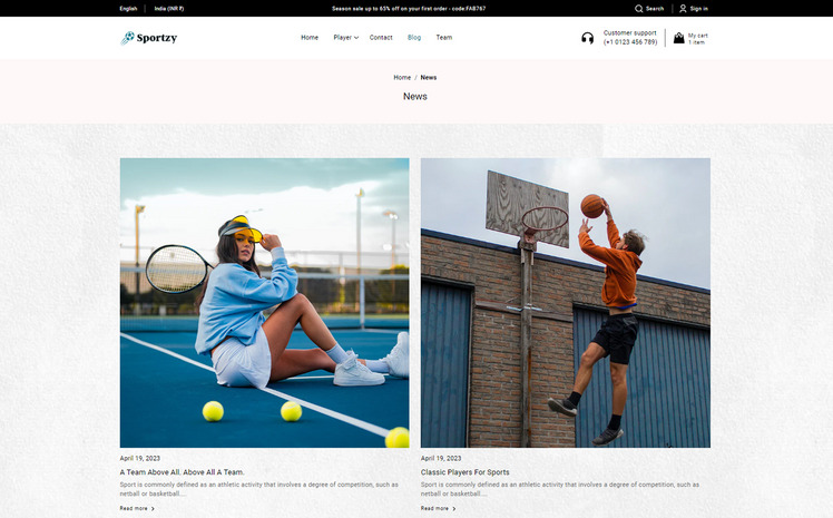 Sportzy Sports equipment Premium Shopify Theme #334540