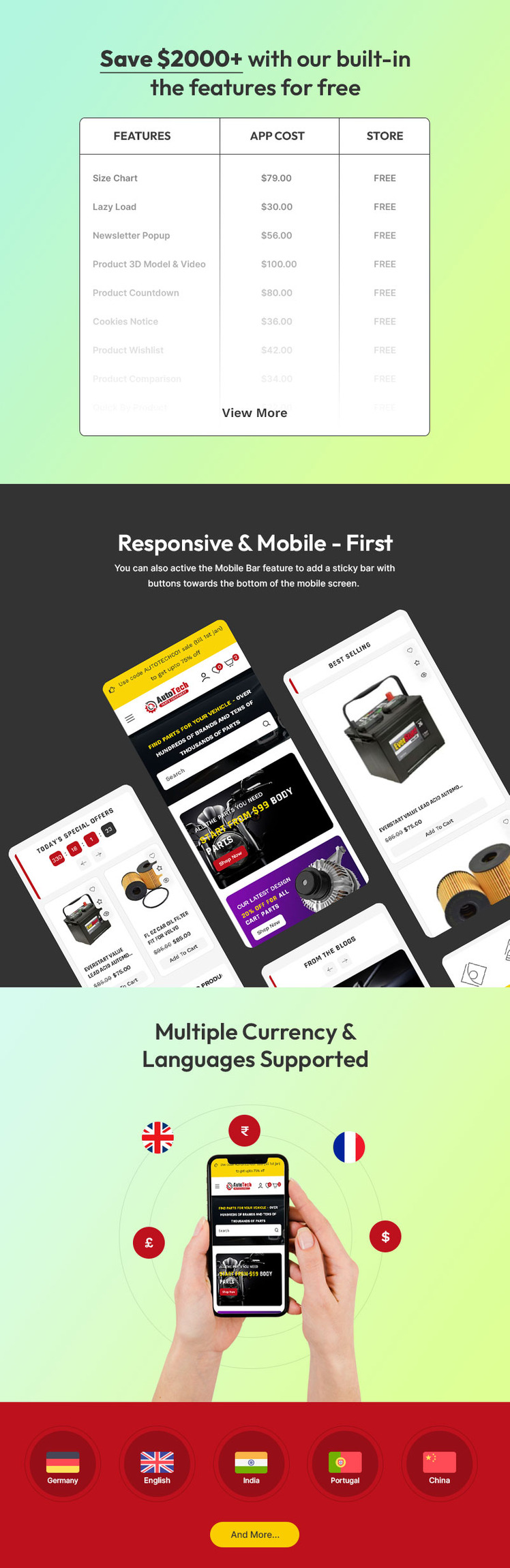 Autotech Automotive Car Spare Parts Auto Tool Multipurpose Shopify Responsive Theme #377112-2