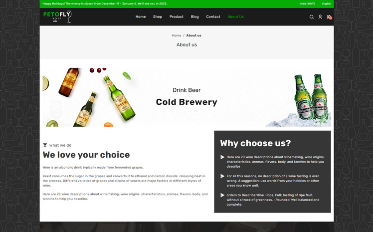 Petofly Multipurpose Premium Wine Shop Shopify Theme #311473