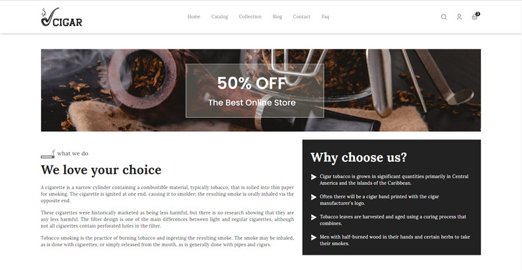 Cigar Hookah Online eCommerce Template Multipurpose Premium Pets and Plants Shopify Theme #332010