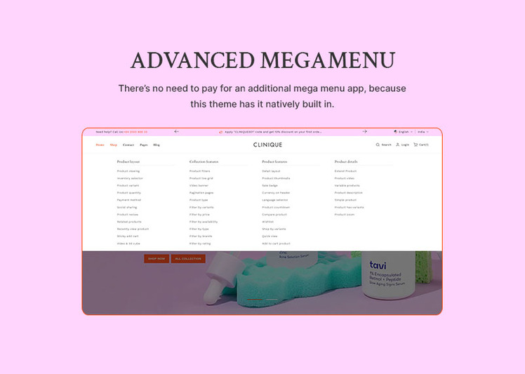 Clinique Beauty Cosmetics Skincare Multipurpose Shopify Responsive Theme #352086-11