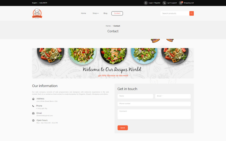 Dinnermite Food Delivery and FastFood Store Shopify Responsive Theme #333771