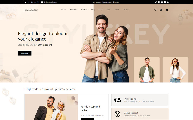 Davinn Fashion Store Shopify Responsive Theme #304461