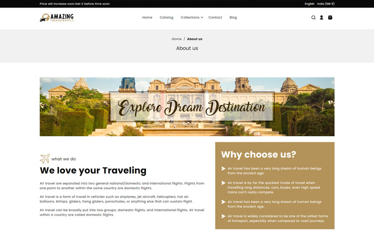 Amazing Travel Tours and Tourism Agency Booking Responsive Shopify Theme #316977