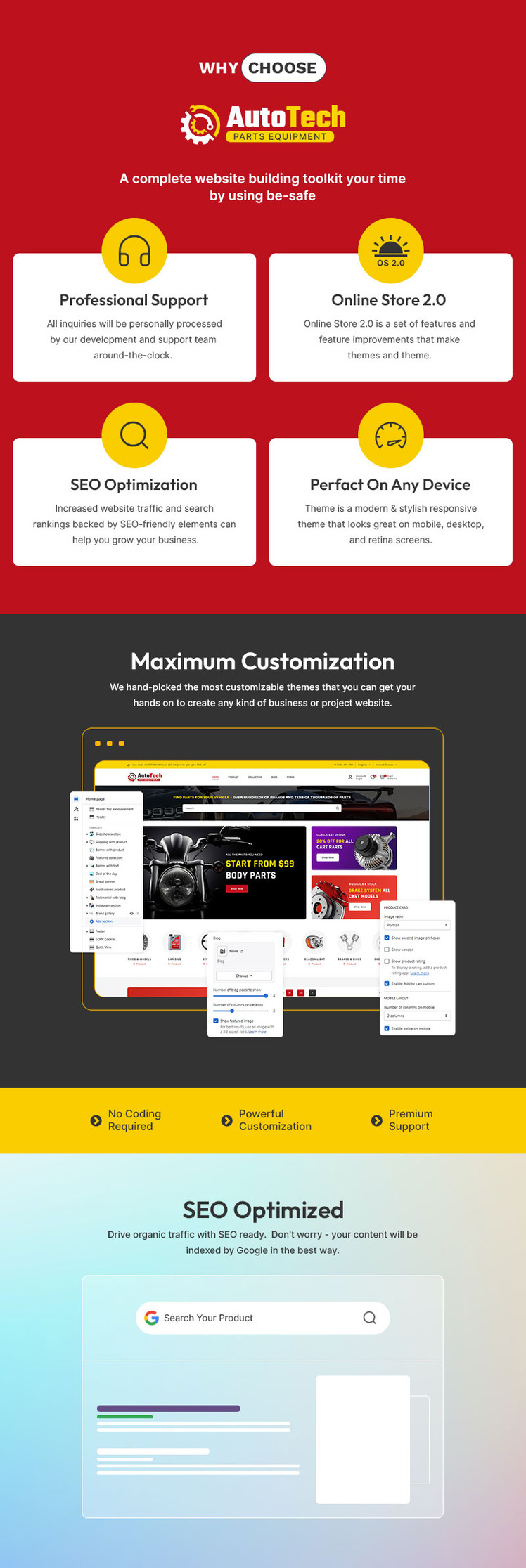 Autotech Automotive Car Spare Parts Auto Tool Multipurpose Shopify Responsive Theme #377112-1