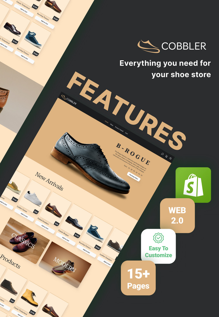 Cobbler Shoe Store eCommerce Shopify Theme #370049-2