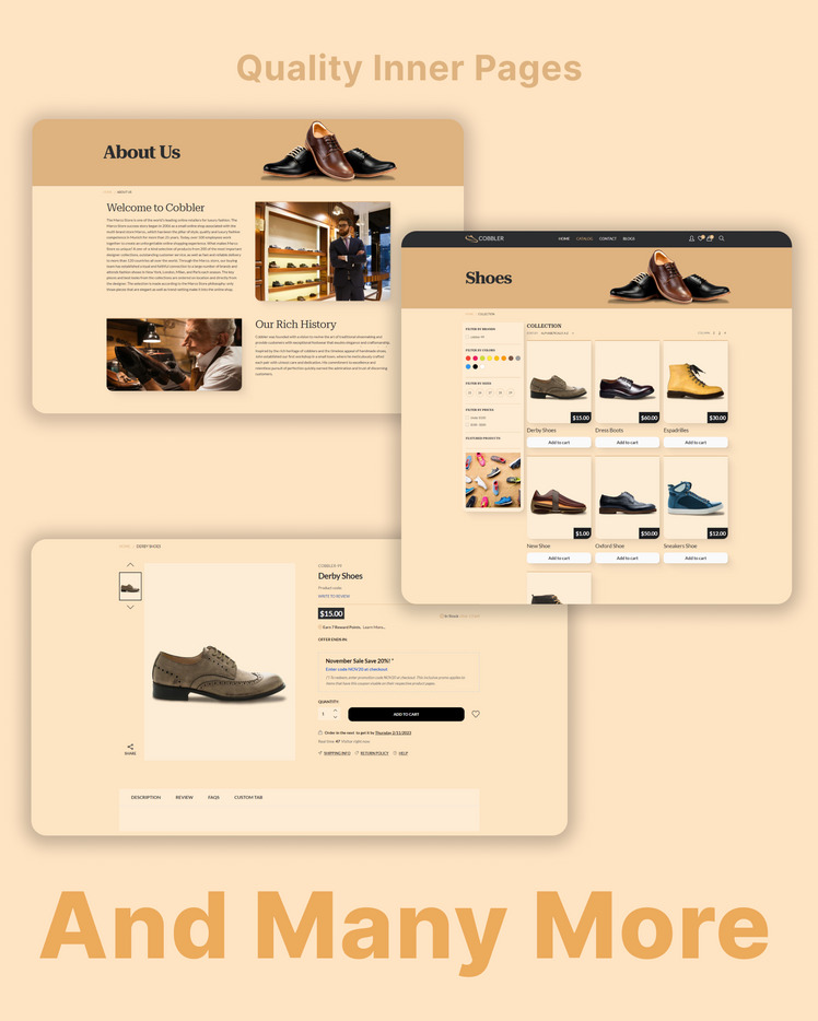 Cobbler Shoe Store eCommerce Shopify Theme #370049-3