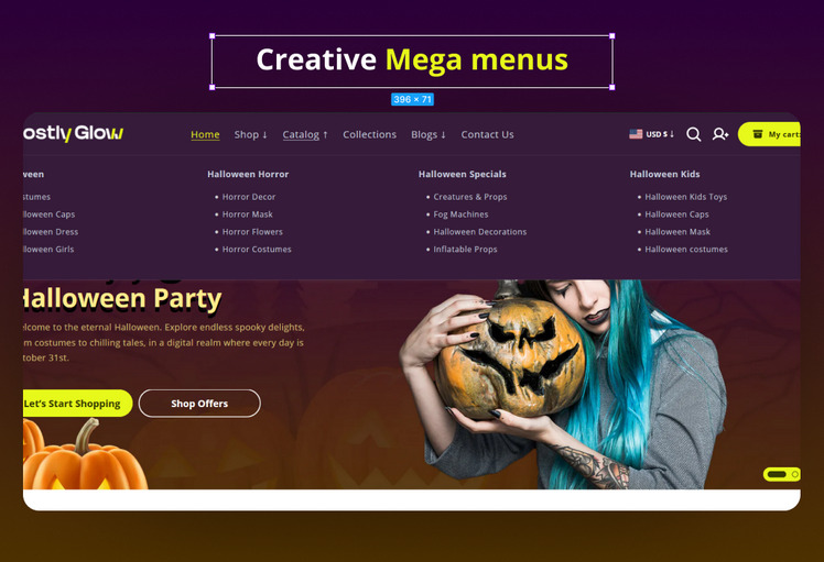 Ghostly glow Halloween party and Christmas festivities Shopify theme #360936