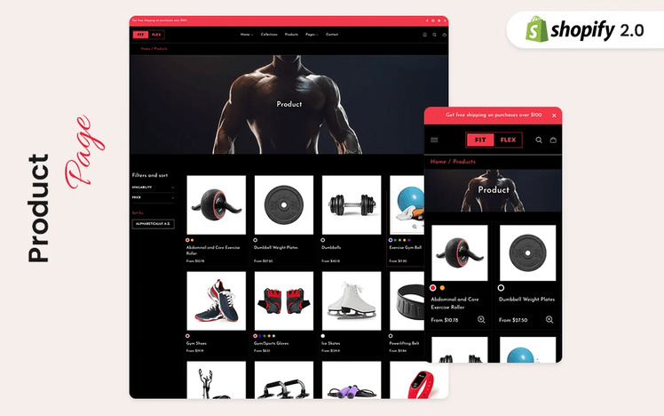 FitFlex Gym Fitness Equipments Shopify Theme #379308-5