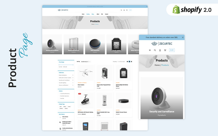ZecurTec Home Security Supplies Shopify Store Theme #440677