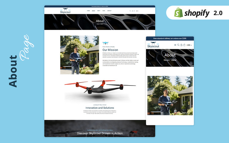 SkyScout NextGen Drone Store Shopify Theme #433698