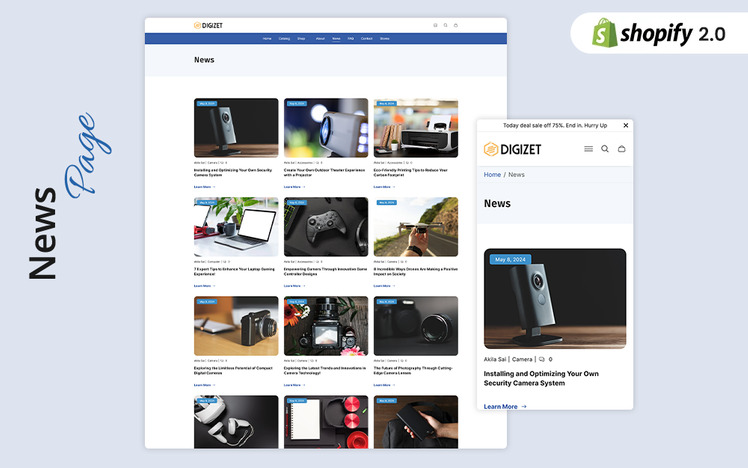 Digizet Modern Electronics Gadgets Store Shopify theme #420144
